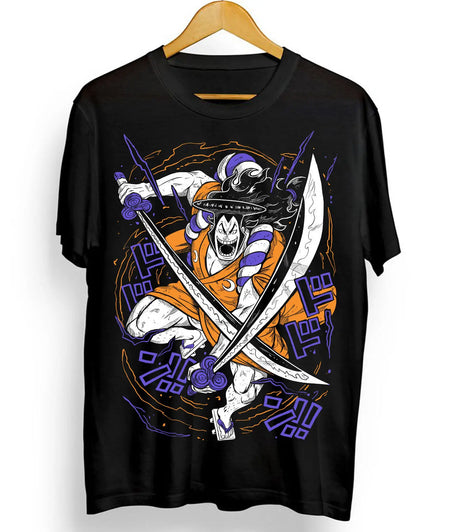 Here at Everythinganimee we have the best anime shirts in the world. 
Embrace the legendary strength of Kozuki Oden with the Oden Dual Blade Fury Tee, featuring the dynamic swordsman from One Piece.