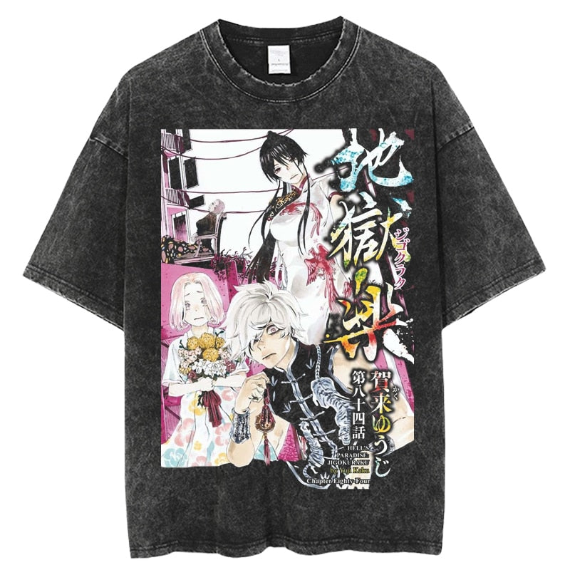 This shirt captures the magic of Hells Paradise. If you're looking for more Hells Paradise merch, we have it all! Check out our anime merch now—free shipping!
