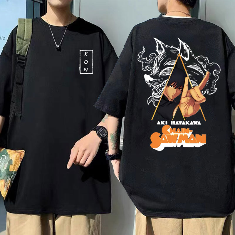 Chainsaw Man Hayakawa Aki Fox Devil Kon Print T-Shirt
