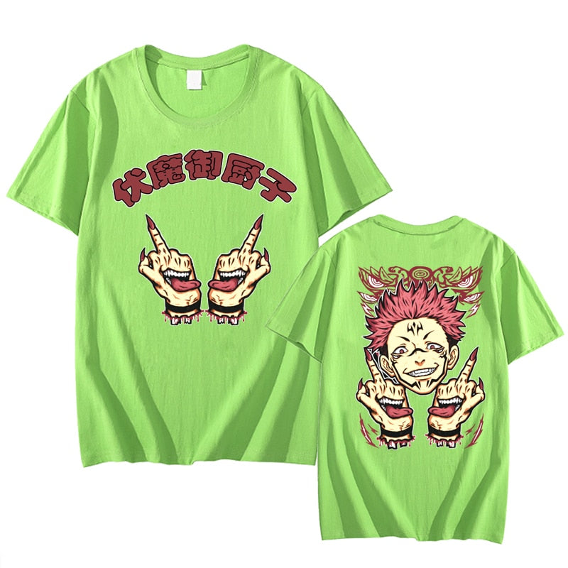 This tees captures the magic of Ryomen Sukuna. If you're looking for more Jujutsu Kaisen merch, we have it all! Check out our anime merch now—free shipping!