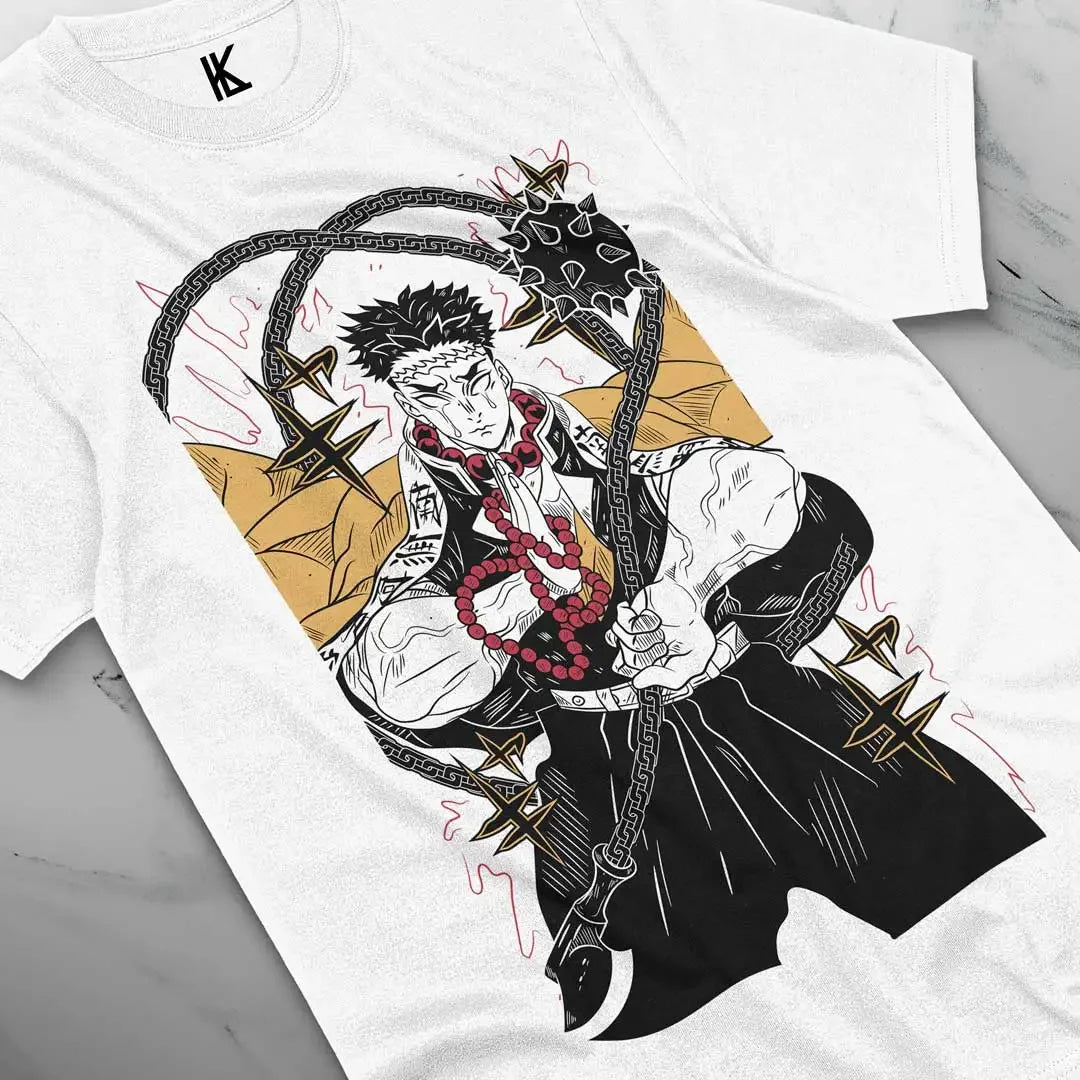 Here at Everythinganimee we have the best anime shirts in the world.
Channel the immense power of the Stone Hashira with this Gyomei Strength Tee, capturing the calm yet imposing presence of Gyomei Himejima from Demon Slayer.