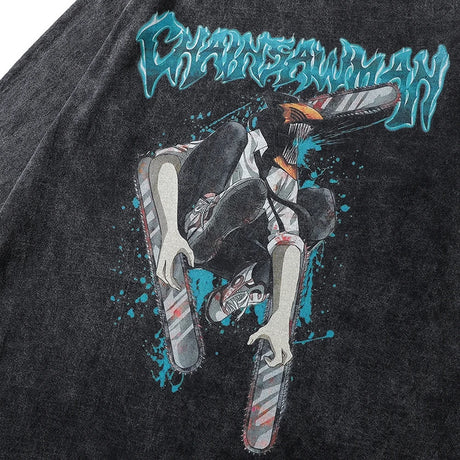 This Shirt celebrates the beloved Chainsaw Series, ideal for an outing outfit. | If you are looking for more Chainsaw Man  Merch, We have it all! | Check out all our Anime Merch now!