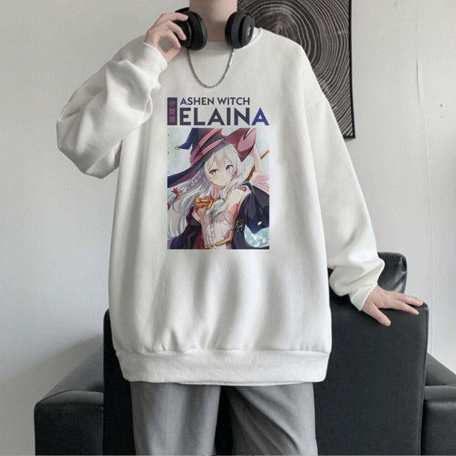 Majo No Tabitabi Elaina Anime Sweatshirts Manga Graphic Winter Oversized Men Pullover Tracksuit Women Top Sweater Couple Clothes, everythinganimee