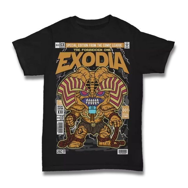 Here at Everythinganimee we have only the best anime merch! Free Global Shipping.
Summon the ultimate power with the Exodia Yu-Gi-Oh! T-Shirt. Featuring a bold, comic-inspired design of the legendary Exodia the Forbidden One, this full cotton tee is perfect for any Yu-Gi-Oh! fan.
