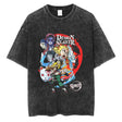 Demon Slayer T Shirt 100%Cotton Anime Kimetsu No Yaiba Washed Tshirt Men Women Vintage Black Tops Summer Manga Casual Tees, everythinganimee