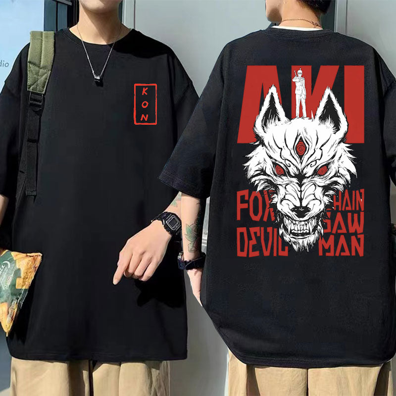 Chainsaw Man Hayakawa Aki Fox Devil Kon Print T-Shirt