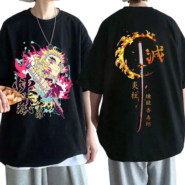 This tee captures the magic of Rengoku. If you're looking for more Demon Slayer merch, we have it all! Check out our anime merch now—free shipping!