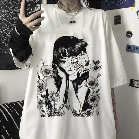 Upgrade your wardrobe with our Gothic Glance Harajuku Anime Tee | If you are looking for more Goth Anime Merch, We have it all! | Check out all our Anime Merch now!
