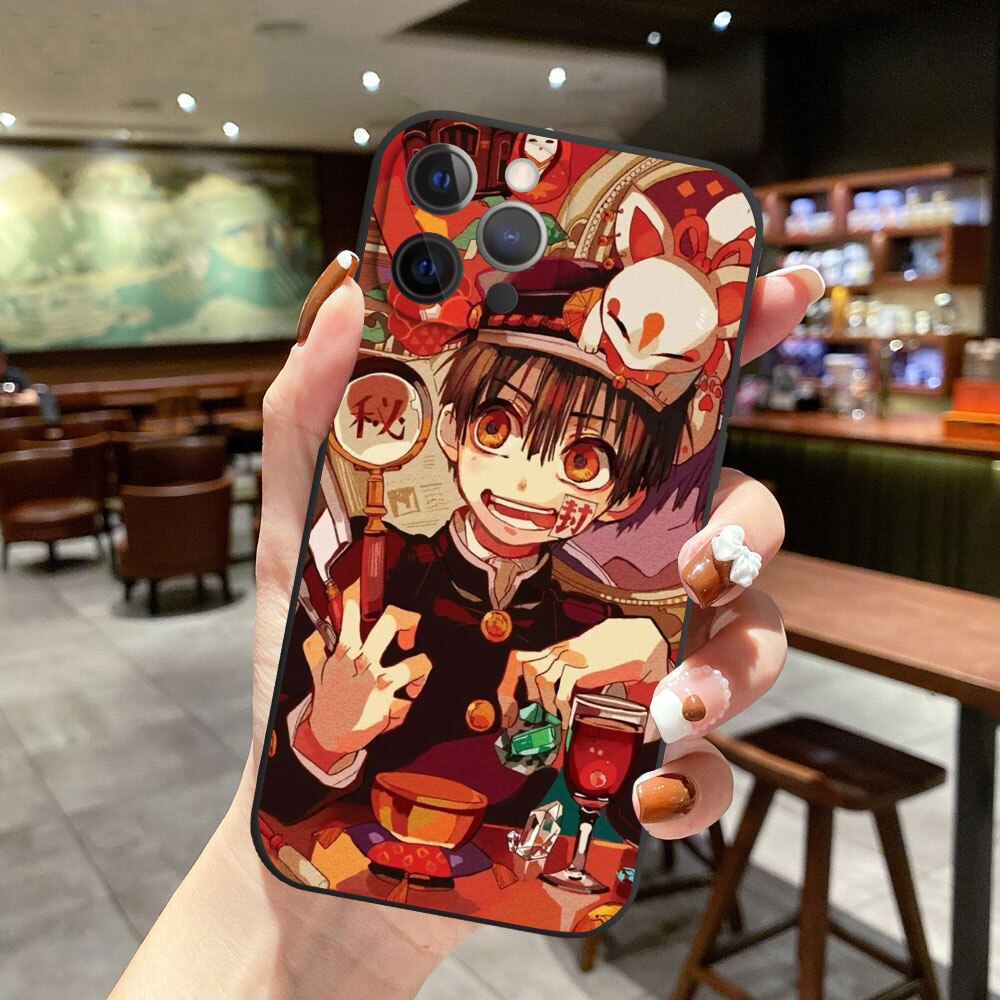Jibaku Shounen Hanako Kun Toilet-bound Hanako-Kun black Silicone Phone Case For iPhone 13 11 Pro 12 Mini MAX 6 7 8 Plus XS Cover, EVERYTHINGANIMEE