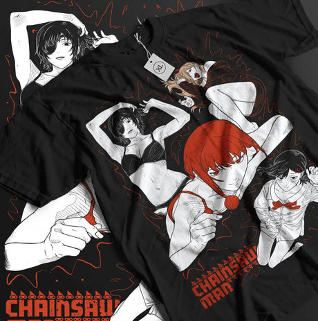 Here at Everythinganimee we have the best anime shirts in the world.
Show off your love for Chainsaw Man with this dynamic tee that highlights some of the most iconic characters from the series.