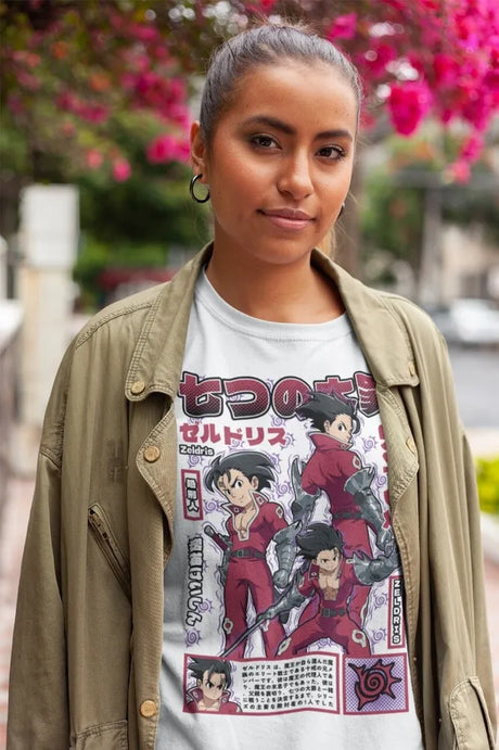 This tee captures the magic of Zeldris. If you're looking for more The Seven Deadly Sins merch, we have it all! Check out our anime merch now—free shipping!