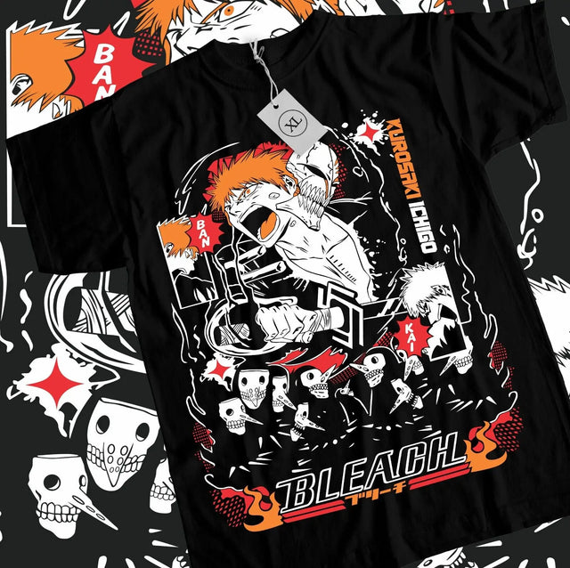 Here at Everythinganimee we have the best anime shirts in the world. 
Unleash your inner Soul Reaper with this fierce Ichigo Kurosaki Bankai shirt from Bleach.