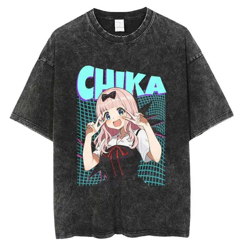 Here at Everythinganimee we have the best anime shirts in the world.
Show off your love for the bubbly and hilarious Chika Fujiwara with this vibrant and playful tee.