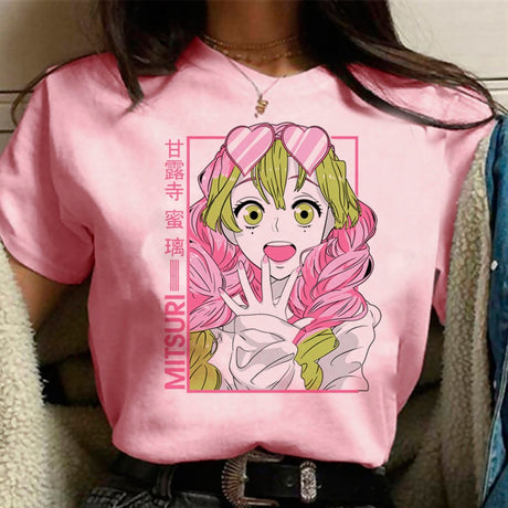 Upgrade your whole fit with our amazing Mitsuri Kanroji Cotton Tee | Here at Everythinganimee we have the worlds best anime merch | Free Global Shipping