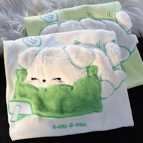 Dive into a world where cute meets comfort with our Dog Plush Embroidered T-shirt. If you are looking for more Dog Anime Merch, We have it all!| Check out all our Anime Merch now!