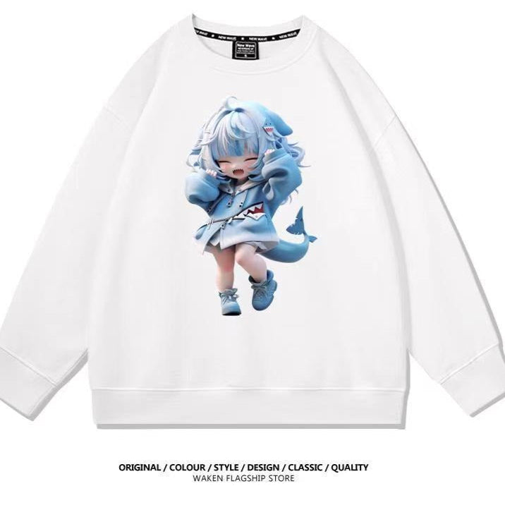 Immerse yourself in this striking Gawr Gura sweatshirt, perfect for anime fans. Looking for more Hololive merch? Explore our full collection of anime merch now!