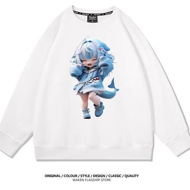 Immerse yourself in this striking Gawr Gura sweatshirt, perfect for anime fans. Looking for more Hololive merch? Explore our full collection of anime merch now!