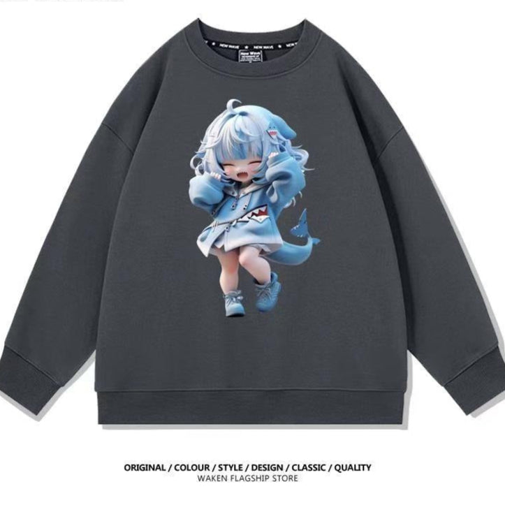 Immerse yourself in this striking Gawr Gura sweatshirt, perfect for anime fans. Looking for more Hololive merch? Explore our full collection of anime merch now!