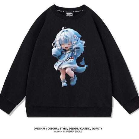 Immerse yourself in this striking Gawr Gura sweatshirt, perfect for anime fans. Looking for more Hololive merch? Explore our full collection of anime merch now!