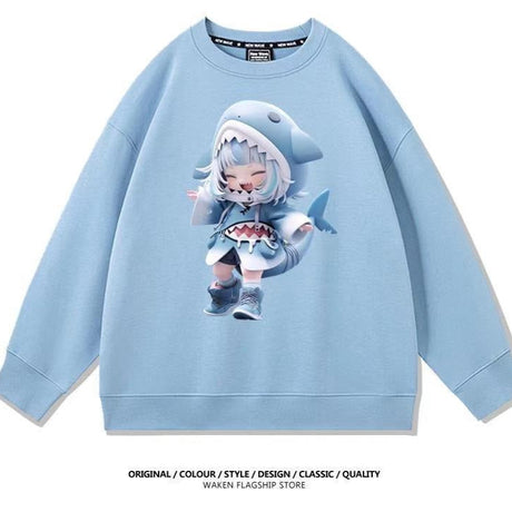 Immerse yourself in this striking Gawr Gura sweatshirt, perfect for anime fans. Looking for more Hololive merch? Explore our full collection of anime merch now!