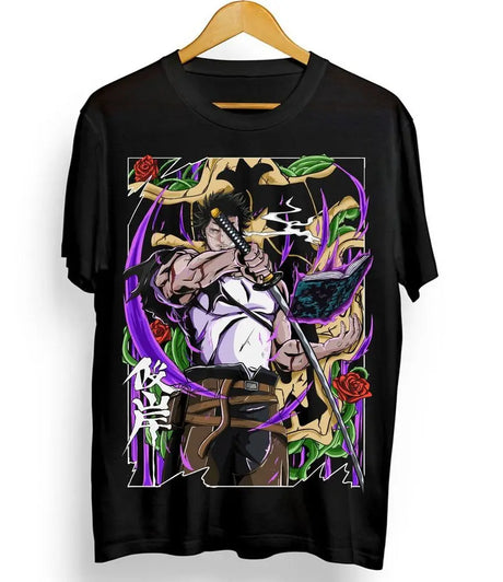 Here at Everythinganimee we only have the best shirts in the world! Step into the world of Black Clover with the Yami Dark Magic Tee, featuring the formidable Captain Yami Sukehiro in all his dark magic glory. This striking design captures Yami’s intense power, with vibrant colors and dynamic artwork that reflect his fierce personality and unmatched strength.