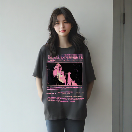 This tee captures the magic of Lain's. If you're looking for more  Serial Experiments merch, we have it all! Check out our anime merch now—free shipping!