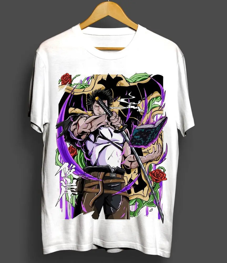 Here at Everythinganimee we only have the best shirts in the world! Step into the world of Black Clover with the Yami Dark Magic Tee, featuring the formidable Captain Yami Sukehiro in all his dark magic glory. This striking design captures Yami’s intense power, with vibrant colors and dynamic artwork that reflect his fierce personality and unmatched strength.