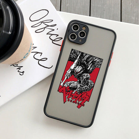 Berserk Guts anime phone case! Perfectly designed for iPhone 14, 11, 12, 13, mini, X, XS, XR, Pro Max and Plus models. Transparent and featuring the iconic swordsman Guts, this case offers both style and protection for your device. Show off your love for Berserk and Guts with this must-have phone accessory.