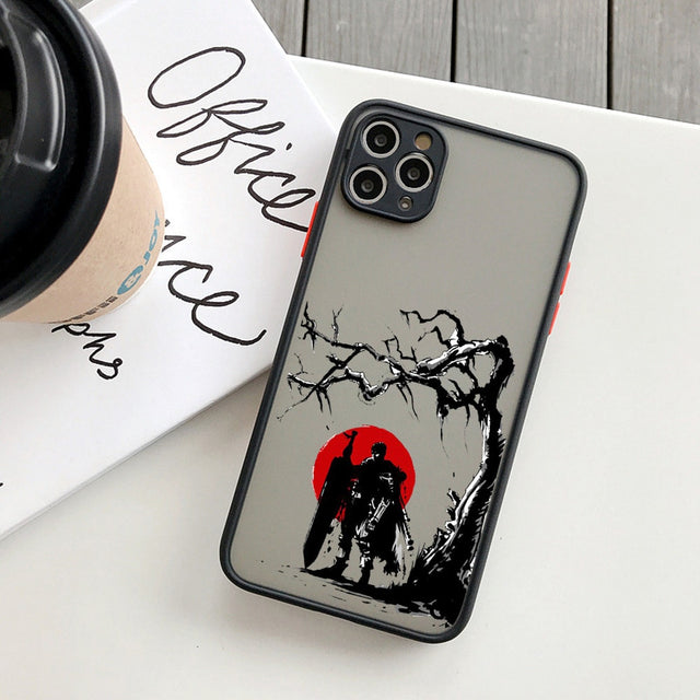Berserk Guts anime phone case! Perfectly designed for iPhone 14, 11, 12, 13, mini, X, XS, XR, Pro Max and Plus models. Transparent and featuring the iconic swordsman Guts, this case offers both style and protection for your device. Show off your love for Berserk and Guts with this must-have phone accessory.