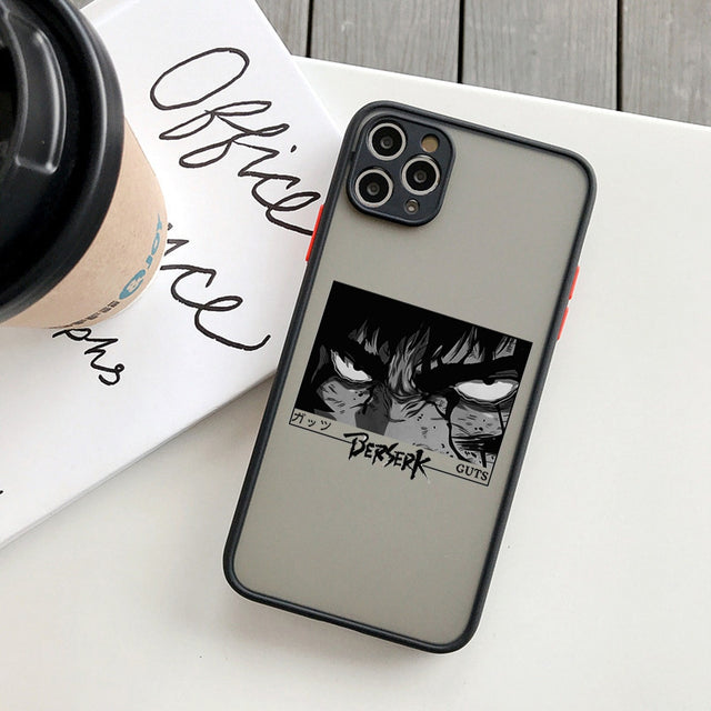 Berserk Guts anime phone case! Perfectly designed for iPhone 14, 11, 12, 13, mini, X, XS, XR, Pro Max and Plus models. Transparent and featuring the iconic swordsman Guts, this case offers both style and protection for your device. Show off your love for Berserk and Guts with this must-have phone accessory.