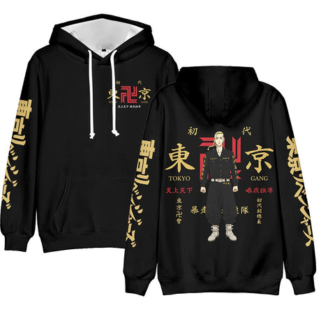 Anime Tokyo Avengers Cosplay hoodie featuring Draken Manji Gang design, perfect for summer and winter wear. Available in men, women, and children sizes.