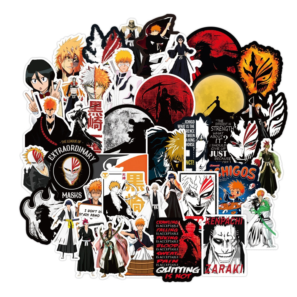 10/30/50pcs BLEACH Japanese Anime Stickers DIY Waterproof Phone Car Skateboard Laptop Luggage Notebook Graffiti Sticker Toy Kid