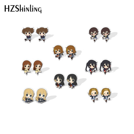 2023 New K-on! Stud Earring Azusa Mugi Acrylic Resin Earrings Epoxy Handmade Jewelry Gifts Girl, everything animee