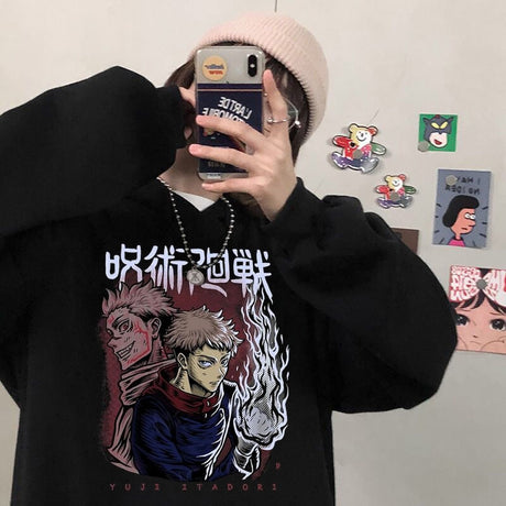 Men's Hoodies Japanese Anime Jujutsu Kaisen Hoodie Yuji Itadori Cartoon Sweatshirts Tops Kawaii Gojo Satoru Graphic Streetwea, everything animee