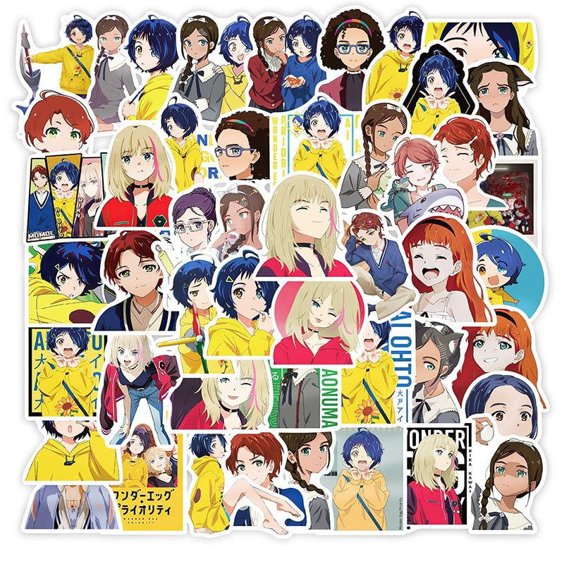 10/30/50pcs/pack Japanese anime WONDER EGG PRIORITY Stickers For Cars Helmet Luggage Bicycle Guitar Decal Notebook Skate Trunk, everythinganimee