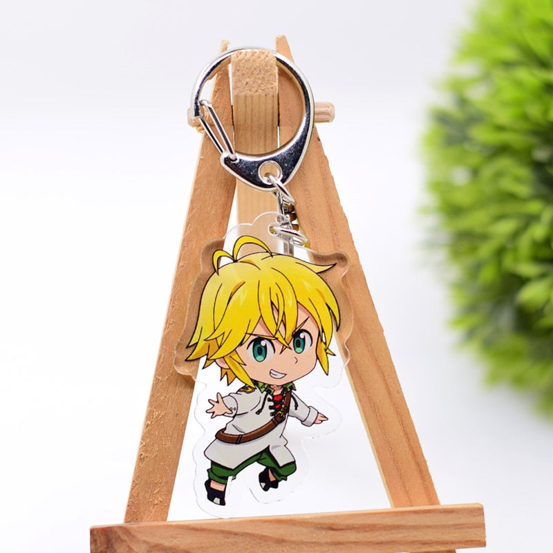 The Seven Deadly Sins Keychain Double Sided Acrylic Cartoon Key Chain Pendant Anime Accessories Keyring Hot Sale, everything animee