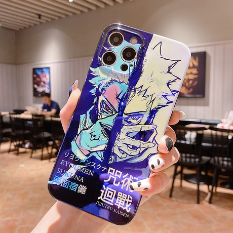 phone case featuring your favorite Jujutsu Kaisen characters, such as Yuji Itadori, Fushiguro Megumi on it. The case is compatible with iPhone 14, 13, 12, 11 Pro, X, Xs Max and XR.