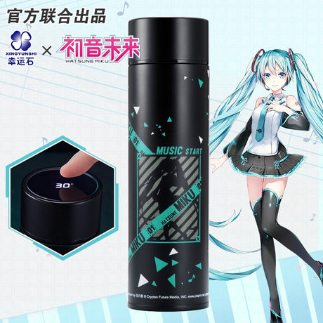 Hatsune Miku Thermos Steel Water Bottle LED Display Temperature Sensing Cup Manga Role Kagamine RIN&LEN Vocaloid, everythinganimee