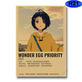 Hot Anime Wonder Egg Priority Posters Home Decor Retro Kraft Paper Poster Wall Sticker Living Room Bar Cafe Decoration Pictures, everythinganimee