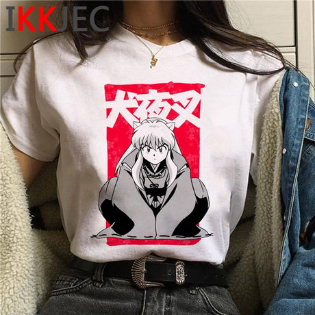 Feudal Demon Inuyasha T-Shirts Men Sesshoumaru Higurashi Kagome Anime T Shirt CartoonShort Sleeve T-Shirts Hip Hop Top Tees Male, everythinganimee