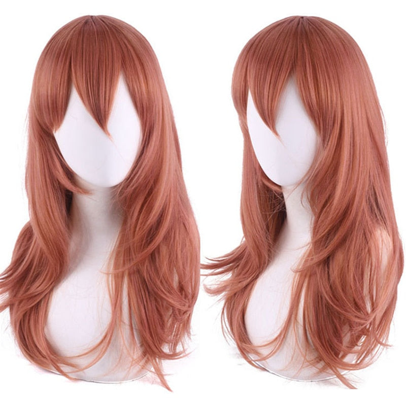 Anime Chainsaw Man Wig Makima Long Rose Red Hair Cosplay Wig Role Play Halloween Hair Synthetic 75cm