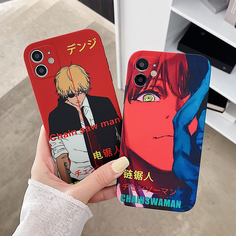 Luxury Chainsaw Man Silicone Phone Case For IPhone 14 13 12 11 ProMax XS X XR Thin Shockproof Camera Protective Soft Back Covers