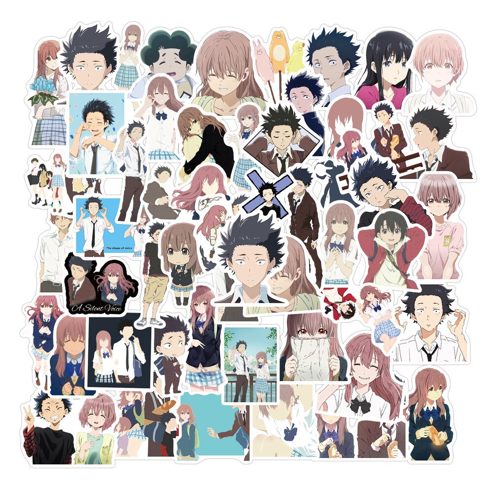 10/50pcs The Shape Of Voice Sticker Sea Wave Doodle Sticker Anime A Silent Voice Stickers for Laptop Guitar Luggage Skateboard, everything animee