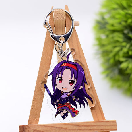 Sword Art Online Keychain Double Sided Acrylic Cartoon Key Chain Pendant Anime Accessories Keyring Hot Sale, everything animee