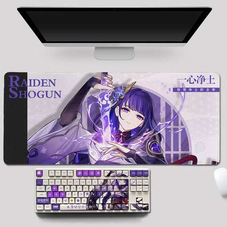 Genshin Impact Theme Raiden Shogun Pbt Material Keycaps 108 Keys Set for Mechanical Keyboard Oem Profile Only KeyCaps, everythingnaimee