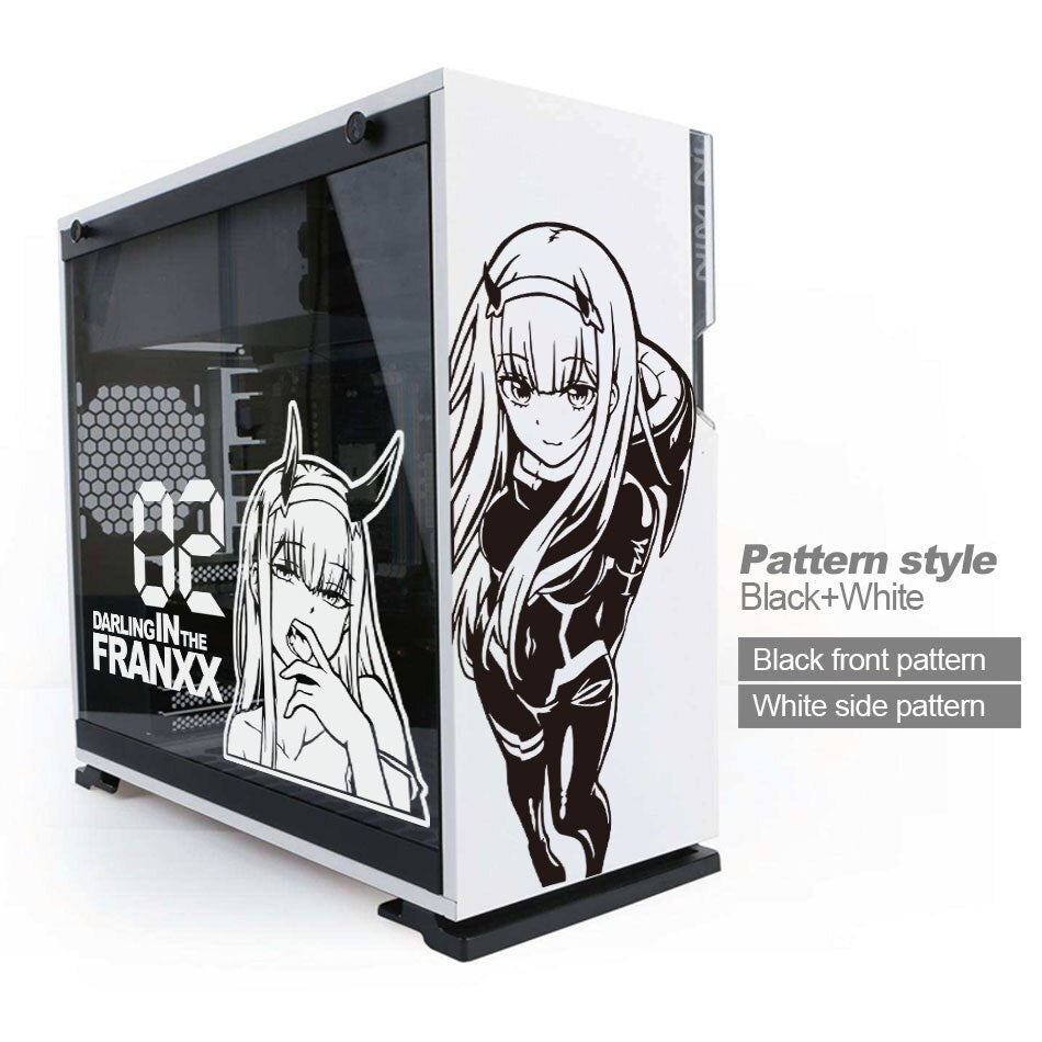 Darling in the Franxx 02 Anime Stickers for ATX Mid PC Case Cartoon Computer Decorative Decal Waterproof Removable Hollow Out, everythinganimee