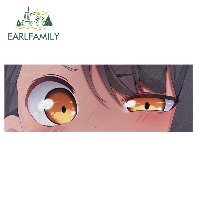 EARLFAMILY Anime Eyes Chibi Slap Car Sticker Senpai Heart Eyes Vinyl Stickers Senpai Please Car Bumper Trunk Decals Classic Peek