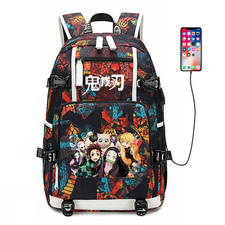 Demon Slayer: Kimetsu no Yaiba Women Backpack Anime Bookbag Nylon School Bags Large Travel Backpack Unisex Laptop Backpack, everythinganimee