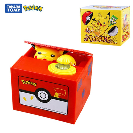 Pokemon Piggy Bank Action Figure Anime Cartoon Pikachu Electronic Plastic Money Box Steal Coin Piggy Bank Pokรฉmon Kid Toys Gift, everythinganimee