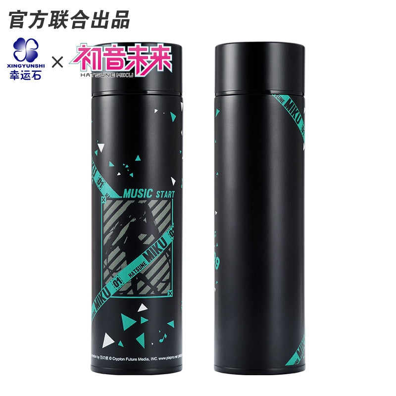 Hatsune Miku Thermos Steel Water Bottle LED Display Temperature Sensing Cup Manga Role Kagamine RIN&LEN Vocaloid, everythinganimee